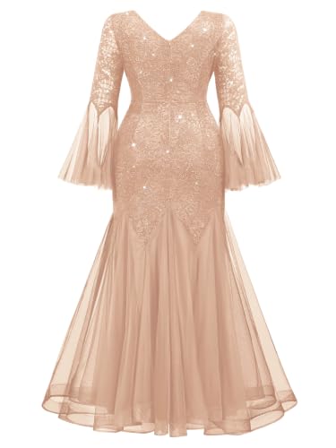 Image of MISSMAY Women's Plus Size Formal Evening Gowns Sequin Mermaid Tulle Dresses