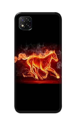 Image of PRINTFIDAA Printed Hard Back Cover Case for Mi Poco C3 Back Cover (Fiery Horse) -112