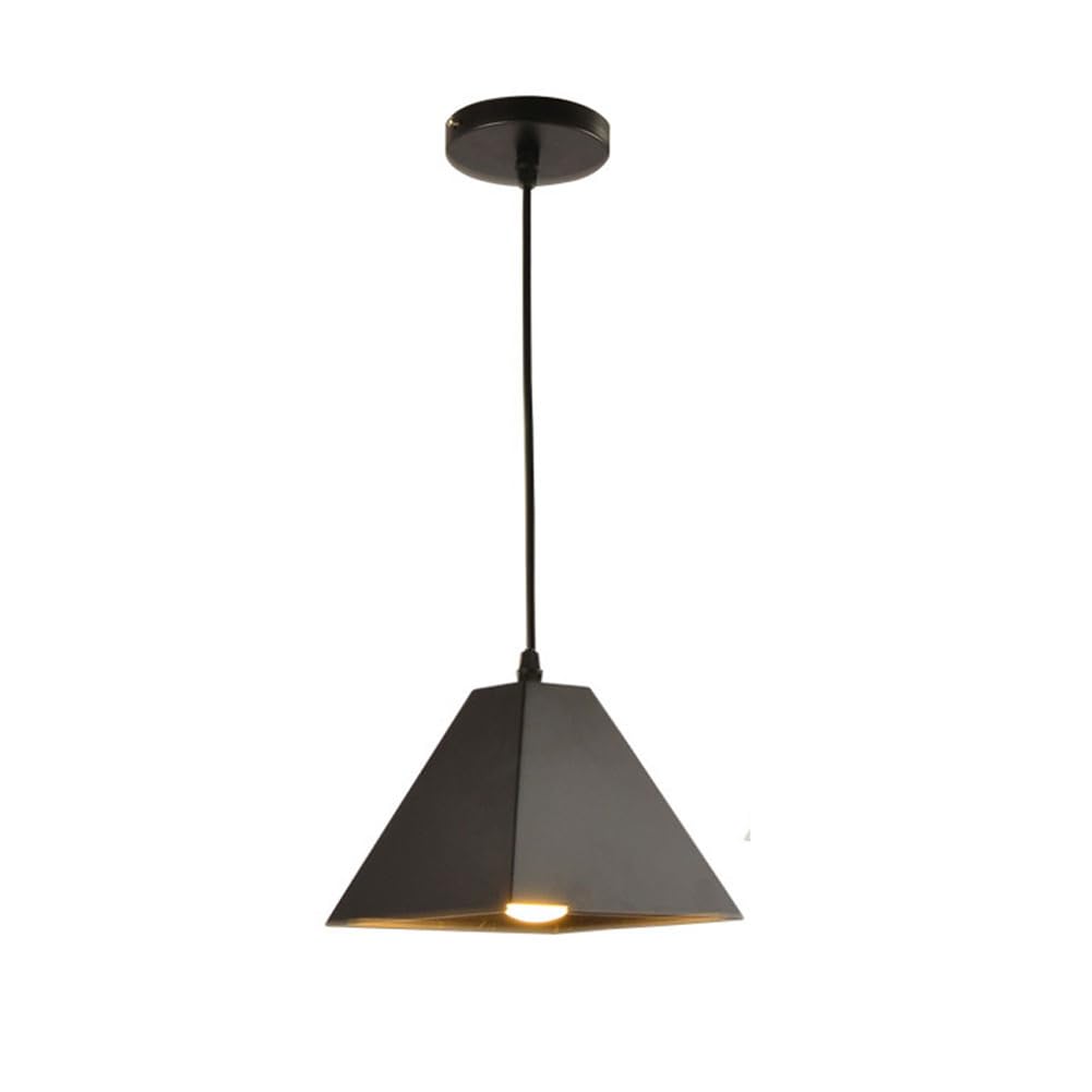 Mini lámpara colgante cuadrada de hierro y metal for fregadero, pequeña estilo industrial vintage, altura ajustable, techo for mesa cocina (negro)(Black)