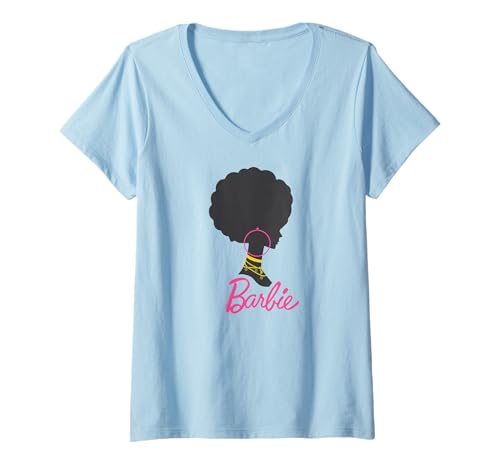 T-shirt col V Afro Barbie femme imprimé graphique qualitatif