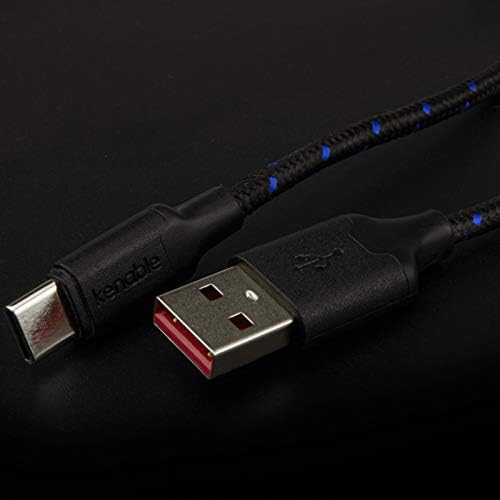 kenable BRAIDED 20AWG USB A To Type C USB-C FAST CHARGER 3A+ Charging Cable 1m BLACK [1 metres]