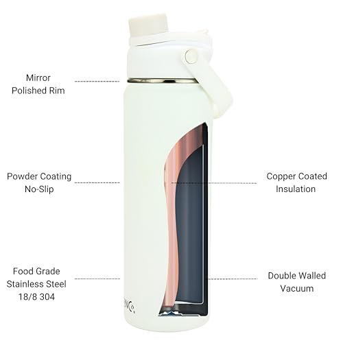 Image of Drinco Stainless Steel Water Bottle Spout Lid Vacuum Insulated Double Wall Water Bottle Wide Mouth Leak Proof Keep Cold Sport Camping Hiking (22oz Snowy)