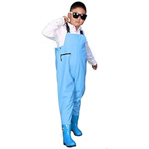 Waders Effen Kleur Steltlopers, Zakontwerp, Waterdichte Kinderkleding Voor Kinderen Aan Zee, PVC + Gebreide Stof (Color : Blue-1, Size : M/1 piece)