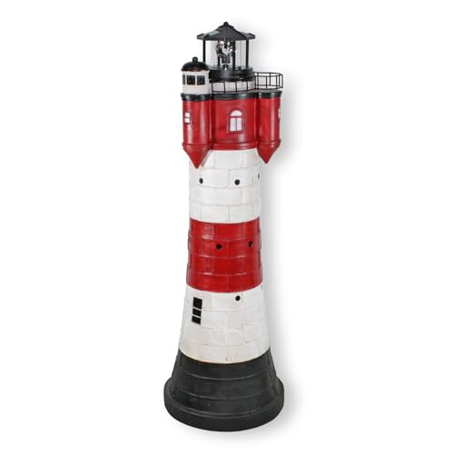 Fachhandel Plus Leuchtturm Roter Sand mit Solar Beleuchtung Rundum...