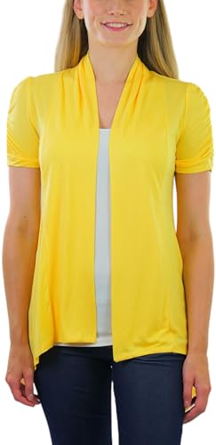 Image of ToBeInStyle Womens Open Front Casual Shrug Lightweight Layering Cardigan Sleeveless or Short Sleeve