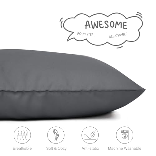 Image of EXQ Home Toddler Pillowcases Zippered 13x18 Travel Pillow Case Set of 2, Small Pillow Case Fits Baby Pillow Sized 12x16, 13x18, Kids Pillowcases 2 Pack Machine Washable (Dark Grey)