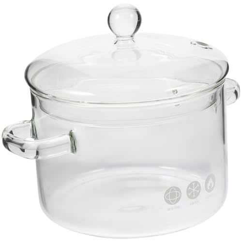 ERINGOGO Casserole en verre pour la cuisson, en verre borosilicate, avec couvercle et double poignée, transparente, 1500 ml