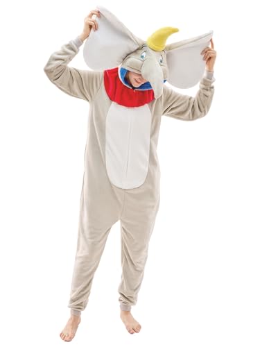 NEWCOSPLAY Unisex Adult Grey Flying Elephant Onesie Pajamas Animal One Piece Halloween Costume Cosplay Sleepwear (Grey Flying Elephant X-Large)