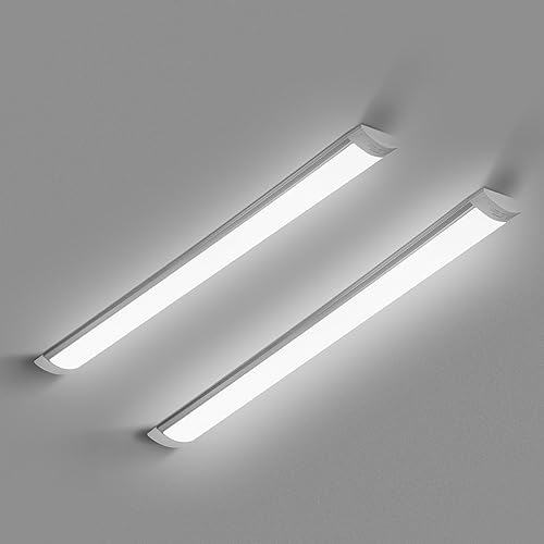 HUMIGA 2 Pack 4FT LED Batten Light, 40W 3600LM Slim Profile Wide Tube Lighting for Ceiling of Indoor Home Shop Office Cool White 6500K
