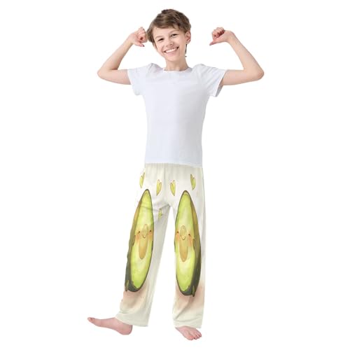 Boys' Pants Avocado Green Heart Long Bottoms Jogger Pants Elastic Waist Trousers with Pockets S-XL2