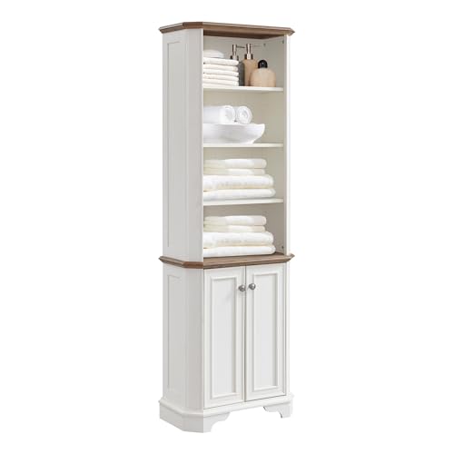 OKD 72" Tall Bathroom Cabinet, Farmhouse Storage Cabinet w/2 Doors,