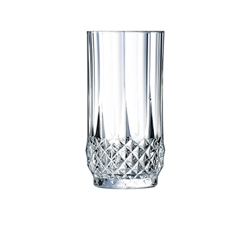 Cristal d'Arques Paris - Collection Longchamp - 6 Verres Hauts 28cl en Kwarx - Brillance, Transparence et Haute Résistance - Moulures Iconiques - Fabriqués en France