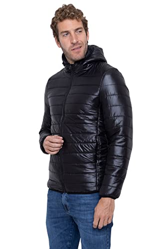 Jaqueta Puffer com Capuz Leve Confortável de Inverno Textura Suave (G, Preto)…