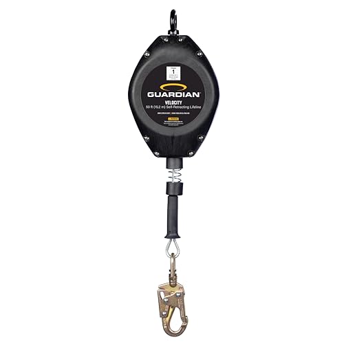 Image of Guardian 42003 Velocity Class 1 Cable Self-Retracting Lifeline (SRL) with Carabiner | 50 ft | Class 1 | ANSI and OSHA Compliant