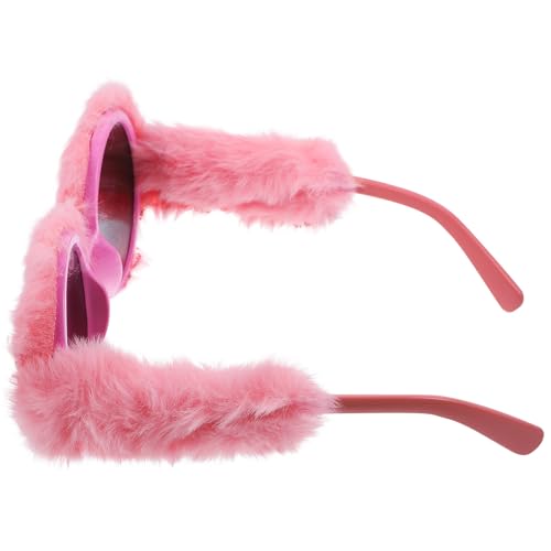 TOMETURE Gafas de Sol Decorativas de Peluche Rosa C3, Gafas Funky para Foto, Accesorio Ligero y Cómodo para Fiestas y Festivales, Accesorio para Fotomatón de 1 Par