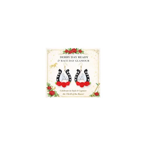 Derby Outfits for Women Race Horse Earrings Western Acrylic Horseshoe Rose Flower Drop Dangle Earrings Kentucky Dresses for Women 2026