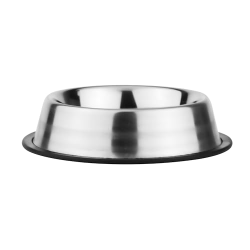 Image of Printed Anti-Skid Water and Food Feeding for Dogs and Cats Feeder Stainless Steel Pet Bowl (700 ml Silver)