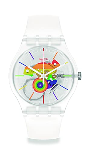 Swatch New Gent bio-sourced Material Quartz Silicone Strap, Clear, 16 Casual Watch (Model: SO29K103)
