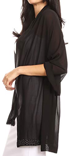 Sakkas Naomi Women Soft Sheer Embellished Chiffon Bridal Wedding Scarf Shawl Wrap4