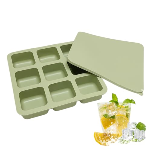 Cubiteras De Silicona Para Cubitos De Hielo | Con Tapa 9 Cavidades Silicona Reutilizable Utensilios De Cocina,Contenedor De Hielo - Para Whiskey Café Cocina Fiestas Bar Chocolate Caramelo Fruta