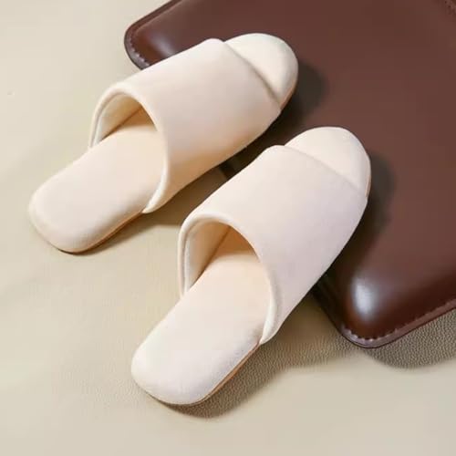 XUEMML Women Cotton Slippers，Japanese Mute Slippers, Men And Women Four Seasons Home Indoor Wooden Floor Non-slip Soft Bottom Silent Soft Slippers4