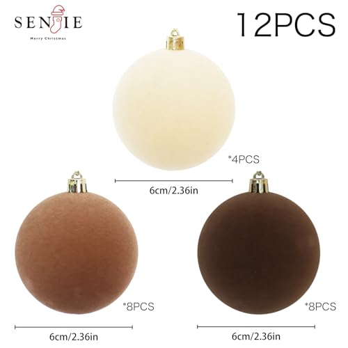 Image of 20 pcs Velvet Ornaments for Christmas Tree, 2.36 inch Flocked Christmas Balls Set Assortment for Xmas Tree Holiday Decor Multicolor