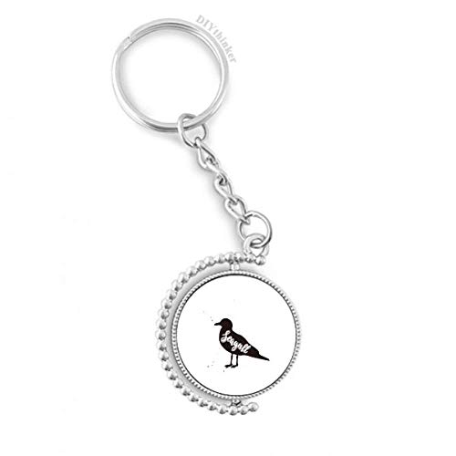Llavero de gaviota negra y negra de animales con anillo giratorio Pilgrim de metal