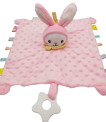 Image of Pink Security Blanket for Baby Girls,Pink Bunny Blanket for Infant,Plush Blanket for Girls Gift, Crystal Fleece +Cotton Filling The Rabbit Head,Lovies for Babies.Niasuuppp