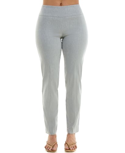 Zac & Rachel Women's Millennium Fabric Pull-On Slim Leg Pant, Heathered Smoke, 16