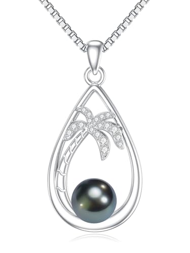 Gifts for Women Wife Mom-Tahitian Black Pearl Necklace-Wedding Birthday Anniversary Ocean Jewelry for Girlfriend Her-Mothers Day Gifts for Mom Valentines Day Christmas