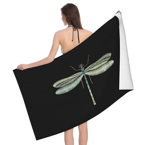 Serviette de bain microfibre libellule noire 81x132 cm