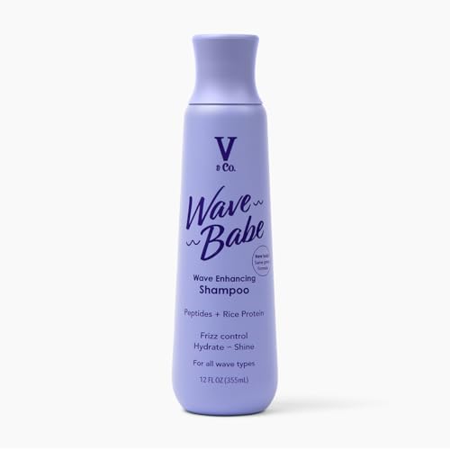 V&Co. Beauty Wave Babe Wavy Hair Shampoo, Sulfate Free & Paraben Free Hydrating Hair Care with Rice Protein & Peptides for Frizz Control & Wave Definition – 12 fl oz