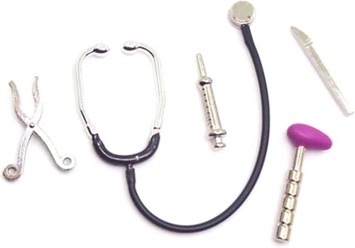 Juego de 5 mini estetoscopios para el cuidado de la casa de muñecas, kit de jardín en miniatura, juego de accesorios de hospital para decoración de la casa, casa de muñecas en miniatura para