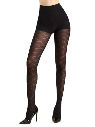 MANZI Diamond Patterned Rhombic Tights for Women L-XL