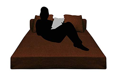 Image of Aart Store 3x6 One Seater Space Saving Foldable Sofa /Cums Bed with Removable Washable Fabric Cover - Brown