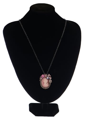 Image of Alilang Vintage Inspired Crystal Rhinestones Victorian Lady Cameo Pendant Necklace Maiden Flower Ribbon Bow Brooch Pin