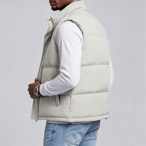 Black Puffer Vest Men Quilted Vest No Hood Zip Up Padded Jacket Coat - image 3