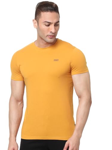 Image of Jack & Jones Men Cotton Round Neck Slim Fit Casual T-Shirt