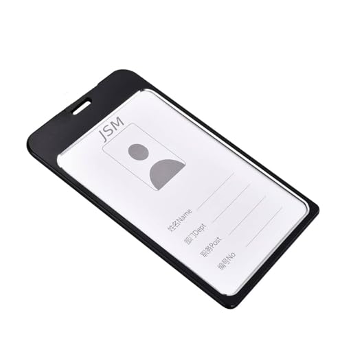 Image of Vertical i- Cards| Hard Metal ID Card Holder /Badge for Office| Compatible with Various Clips, Lanyards, and Retractable Badge Reels (Pack of 3, Black)