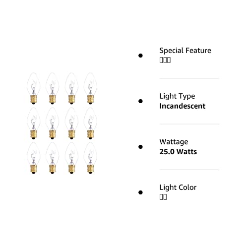 Xiannide Yee 12 Pack 25 Watt Bulbs For Scentsy Plug-In Nightlight Wax Warmers, Home Fragrance Wax Diffusers & Salt Lamps, 120 Volt Bulk Bulb Replacements #TOP5