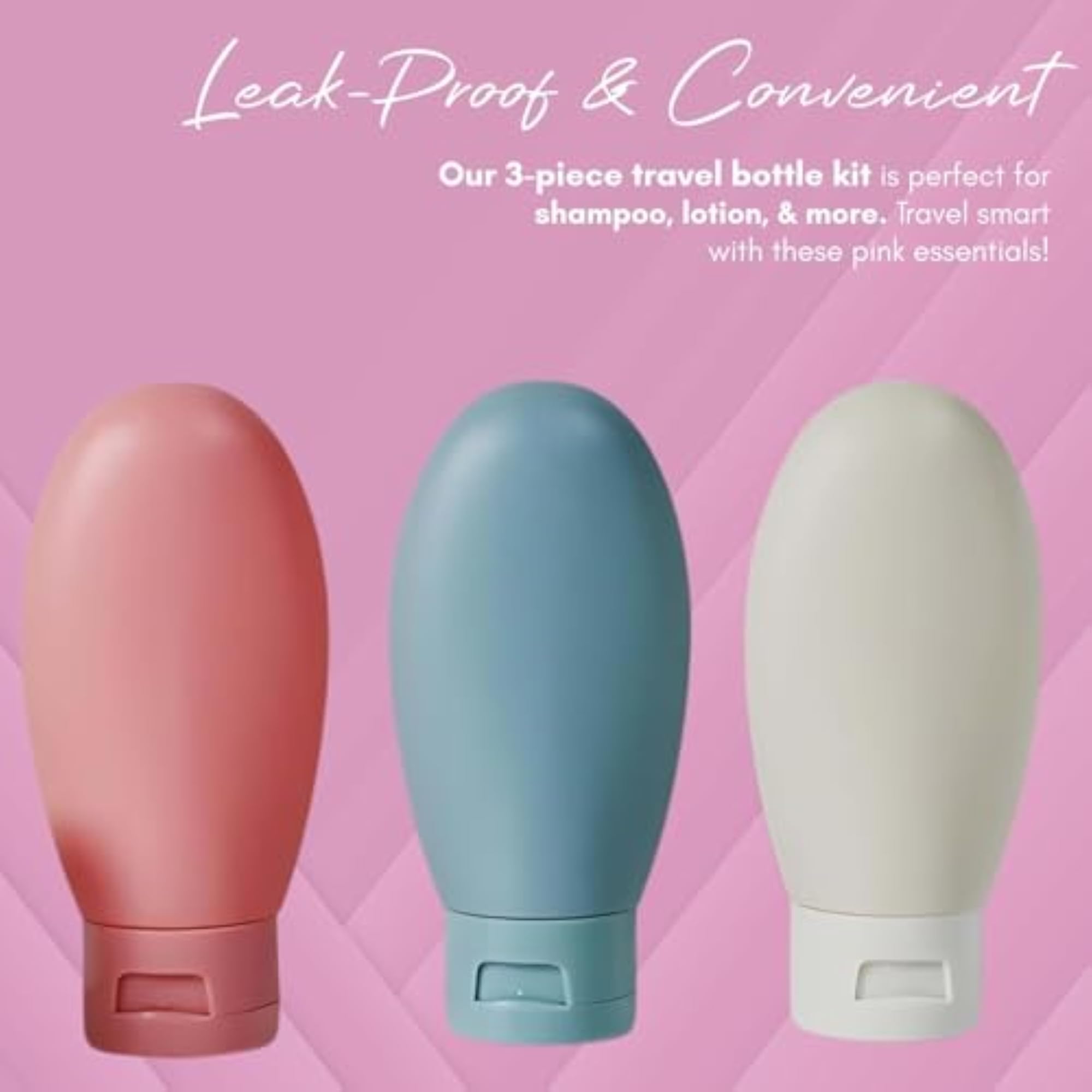 Travel Bottles for Toiletries | Pack of 3 Leakproof Mini Containers