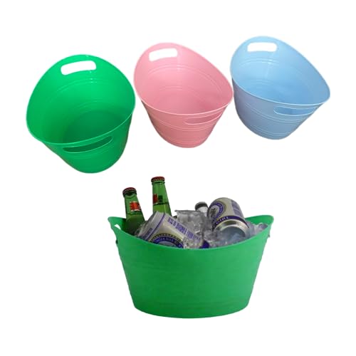 That Sensibility™ x3 Wine Ice Cooler Buckets 5L (litres) Each, Beer, Wine, Champagne, Drinks Bucket. Pink, Green and Blue - Plastic/Reusable/Parties/Dual Handle.