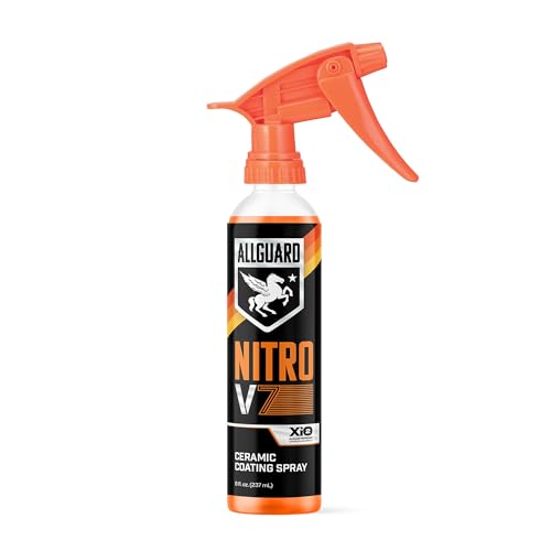 AllGuard NITRO V7 Spray - 7H Ceramic Coating Spray with Proprietary XiO2™ Formula Creates Tri-Molecular Bond - 1+ Year of Hydrophobic, Self Cleaning Protection & High-Gloss Shine - Easy Application