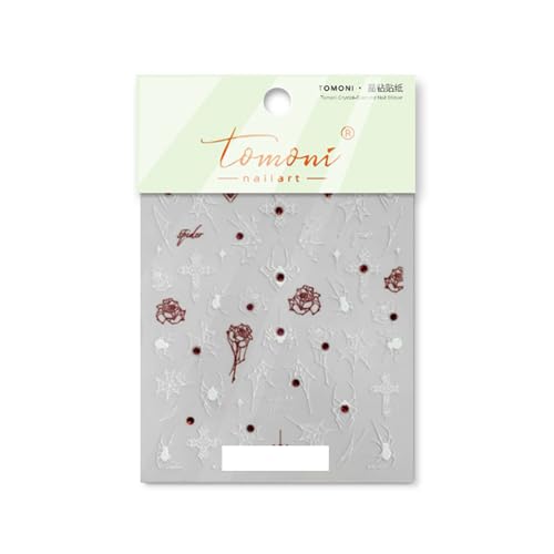 Llaoimb L959 Spider Nail Art Stickers Decals Halloween Nail Stickers 5D Red Crystal Spider Nail Supplies Self-Adhesive Spooky Spider Cross Rose Design Nail Accessories Halloween Nails Art Decorations thumb #6