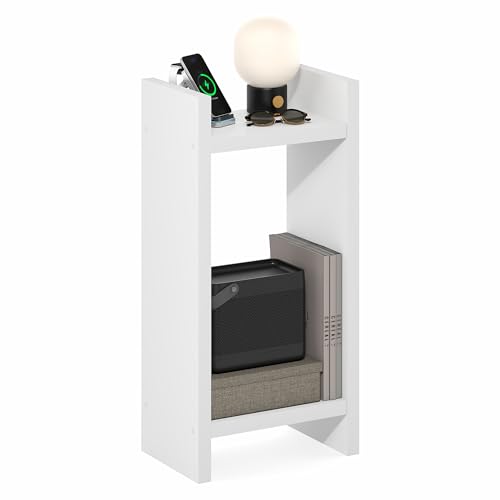 Furinno Viola 2-Tier Tall Side Table, Book Shelf, Planter Stand, White - image 1