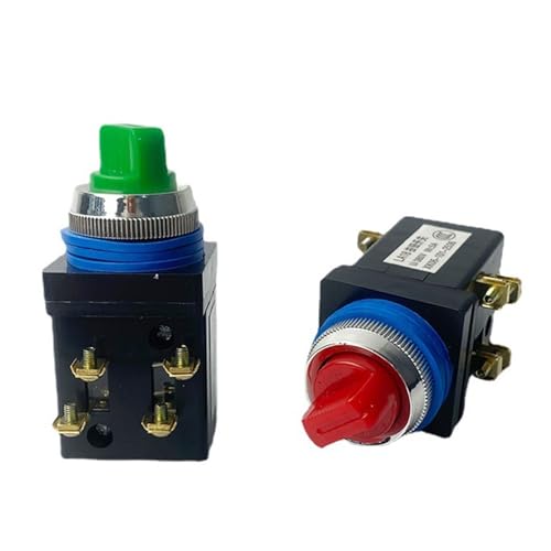 DMBGRXJF LA18-22X/2 Rotary Button Switch 25mm Mounting 2/3 Position 380V Gear Selector LA18-22X/3/2 Knob 1Pcs(Green,2 Position)