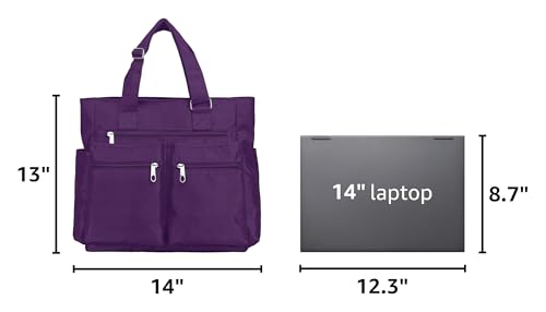 VOLGANIK ROCK Canvas Tote Bag Waterproof Nylon Multi Pocket Shoulder Bags Laptop Work Bag Teacher Purse and Handbags for Women & Men (Purple-new) by VOLGANIK ROCK - Used condition - Image 3