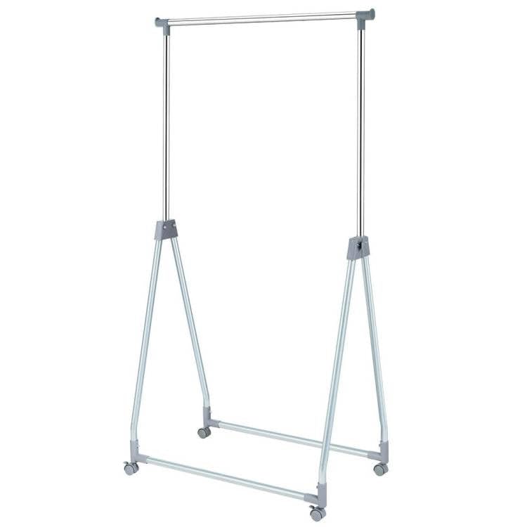 Folding Extendable Metal Garment Rack Clothes Hanging Rod with Lockable Wheels New
