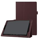 SZLONKOU Tablet Cover for Amazon Kindle Fire HD10 7th 9th Generation(2017 2019 Release),Ultra Slim Folio Stand Leather Case for Amazon Kindle Fire HD 10 Gen 7th 9th 10.1" (Li-Brown)