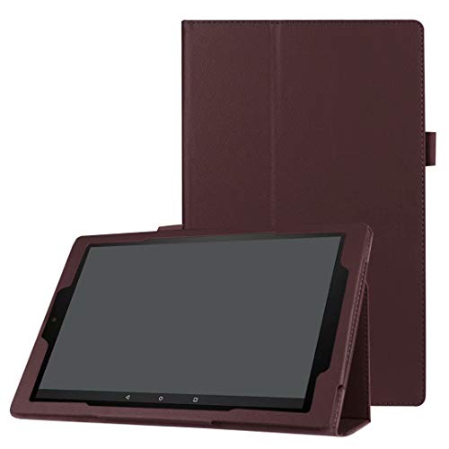SZLONKOU Tablet Cover for Amazon Kindle Fire HD10 7th 9th Generation(2017 2019 Release),Ultra Slim Folio Stand Leather Case for Amazon Kindle Fire HD 10 Gen 7th 9th 10.1" (Li-Brown)